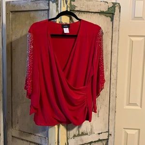 MSK Women's Embellished V-neck Blouse Size XL